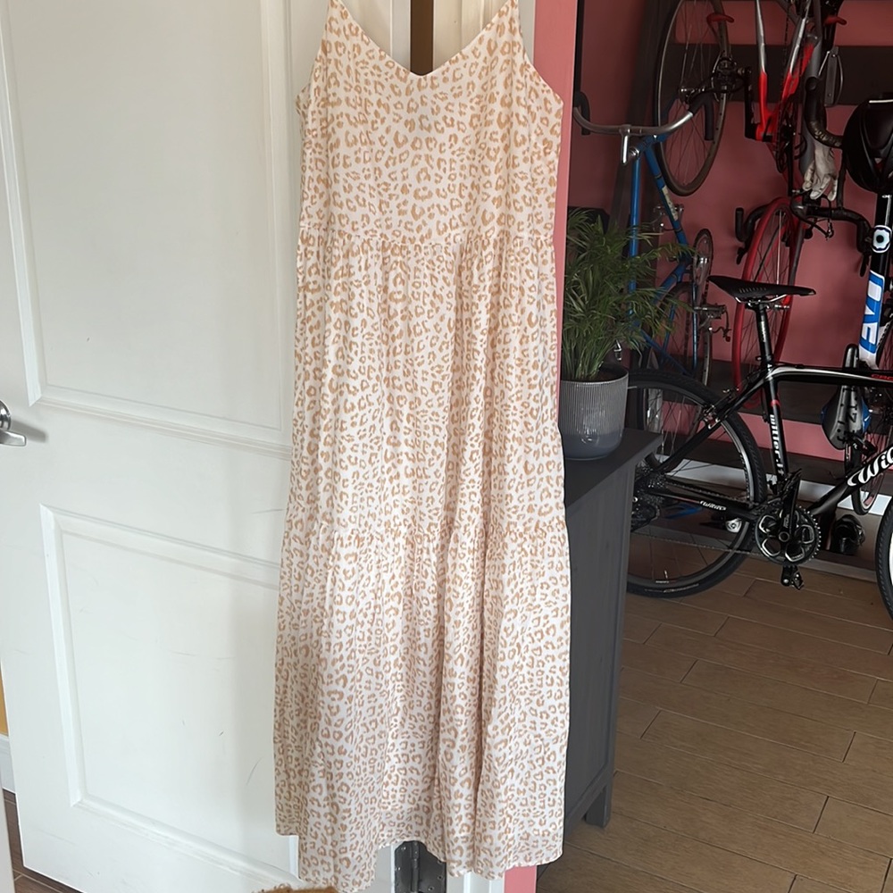 GAP Cami V-Neck Maxi Dress in Brown Cheetah